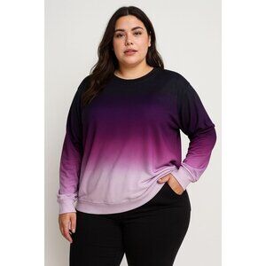 Pixie Lady Womens Sweater Top Plus Size 2X Ombre Gradient Long Sleeve Purple